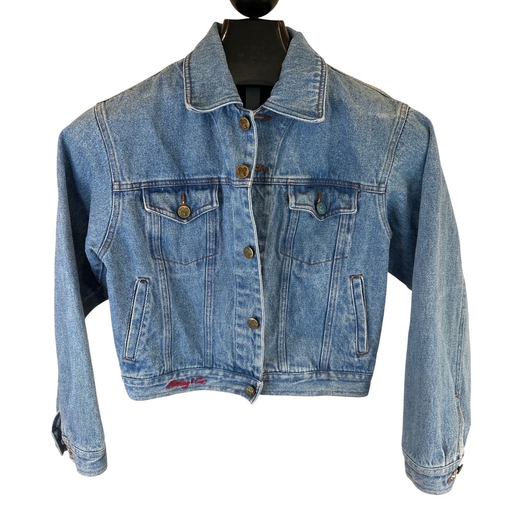 Vintage Mickey & Co Kids Denim Jacket Blue Embossed Mickey Mouse Medium Wash